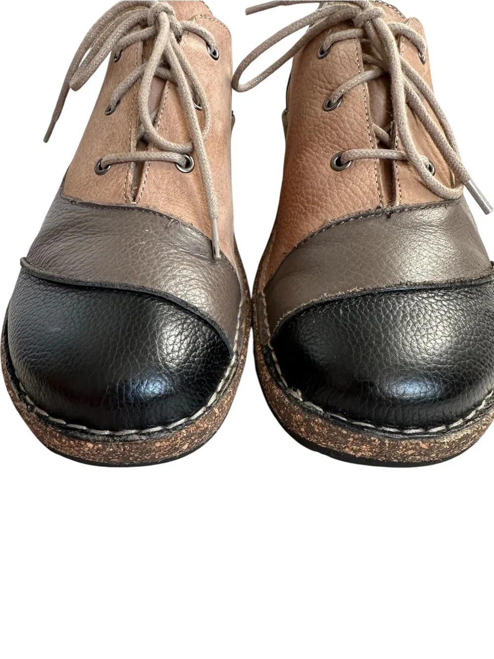Aetrex Kerry Tricolor Leather Lace Up Oxfords Comfort Cork Wedge EU 40